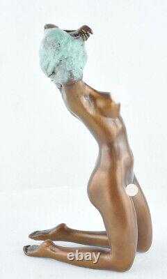 Solid Bronze Art Deco Style Art Nouveau Sexy Pin-up Statue Sculpture