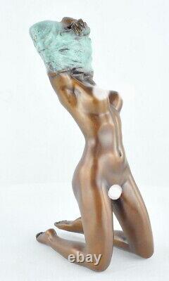 Solid Bronze Art Deco Style Art Nouveau Sexy Pin-up Statue Sculpture