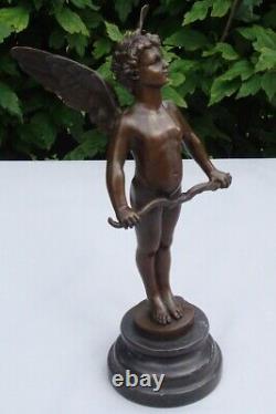 Solid Bronze Art Deco Style Art Nouveau Style Angel Baby Statue Sculpture Signed