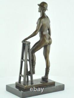 Solid Bronze Athlete Statue Sculpture in Art Deco Style Art Nouveau Sexy Style