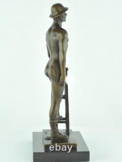 Solid Bronze Athlete Statue Sculpture in Art Deco Style Art Nouveau Sexy Style