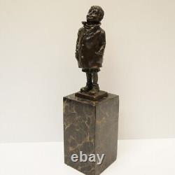 Solid Bronze Boy Style Art Deco Style Art Nouveau Signed Sculpture Statue