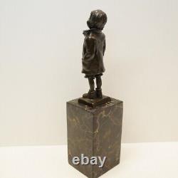 Solid Bronze Boy Style Art Deco Style Art Nouveau Signed Sculpture Statue