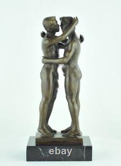 Solid Bronze Couple Statue Sculpture in Sexy Art Deco Style Art Nouveau Sign