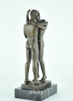 Solid Bronze Couple Statue Sculpture in Sexy Art Deco Style Art Nouveau Sign