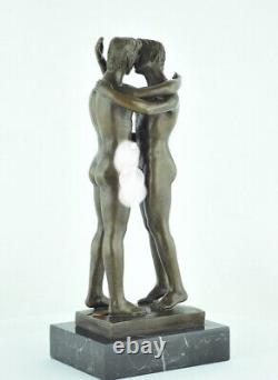 Solid Bronze Couple Statue Sculpture in Sexy Art Deco Style Art Nouveau Sign