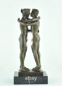 Solid Bronze Couple Statue Sculpture in Sexy Art Deco Style Art Nouveau Sign