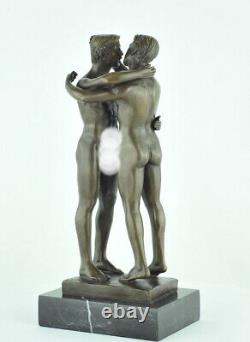 Solid Bronze Couple Statue Sculpture in Sexy Art Deco Style Art Nouveau Sign