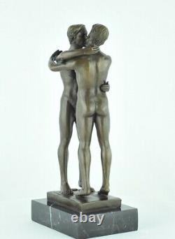 Solid Bronze Couple Statue Sculpture in Sexy Art Deco Style Art Nouveau Sign