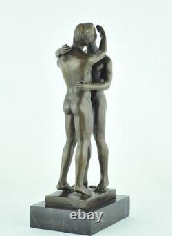 Solid Bronze Couple Statue Sculpture in Sexy Art Deco Style Art Nouveau Sign