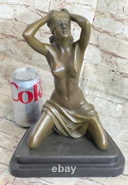 Solid Bronze Erotic Sculpture. Nude Figurine Abstract Art Deco Statue