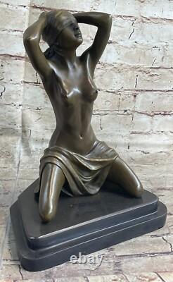 Solid Bronze Erotic Sculpture. Nude Figurine Abstract Art Deco Statue