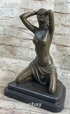 Solid Bronze Erotic Sculpture. Nude Figurine Abstract Art Deco Statue