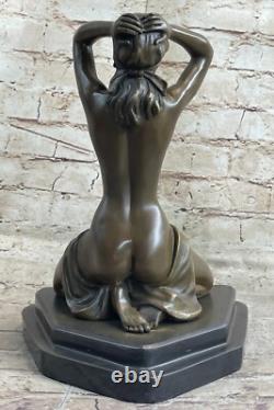 Solid Bronze Erotic Sculpture. Nude Figurine Abstract Art Deco Statue