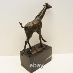 Solid Bronze Giraffe Animal Sculpture in Art Deco and Art Nouveau Style