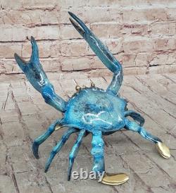 Solid Bronze Lobster Crab Figurine 100% Blue Patina Art Deco