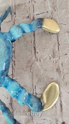 Solid Bronze Lobster Crab Figurine 100% Blue Patina Art Deco