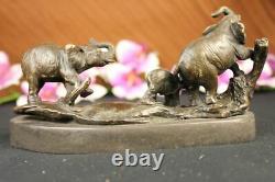 Solid Bronze Sculpture Art Deco Walking Elephants Domestic Decoration Nr