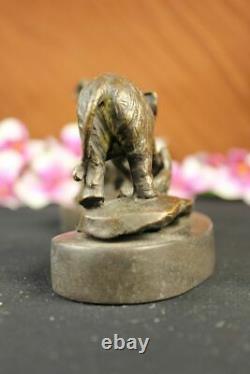 Solid Bronze Sculpture Art Deco Walking Elephants Domestic Decoration Nr
