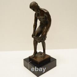 Solid Bronze Sculpture of Sexy Athlete in Art Deco Style Art Nouveau