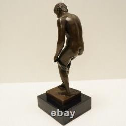 Solid Bronze Sculpture of Sexy Athlete in Art Deco Style Art Nouveau