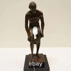 Solid Bronze Sculpture of Sexy Athlete in Art Deco Style Art Nouveau