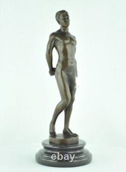 Solid bronze sculpture of a sexy athlete in Art Deco and Art Nouveau style