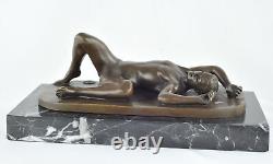 Solid bronze sculpture of a sexy athlete in Art Deco and Art Nouveau style.