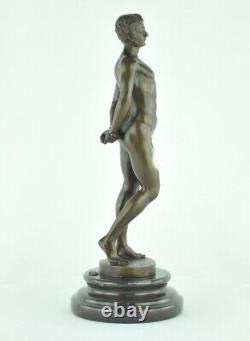 Solid bronze sculpture of a sexy athlete in Art Deco and Art Nouveau style