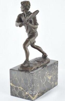 Solid bronze signed Art Deco style Art Nouveau style tennis sculpture