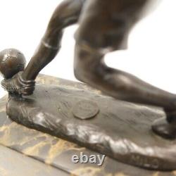 Solid bronze signed Statue Sculpture in Football Style Art Deco Style Art Nouveau