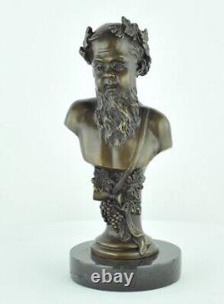 Solid bronze statue sculpture in Bacchus style Art Deco and Art Nouveau style, signed.