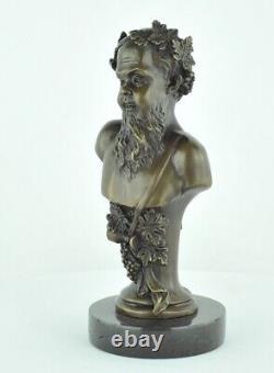 Solid bronze statue sculpture in Bacchus style Art Deco and Art Nouveau style, signed.