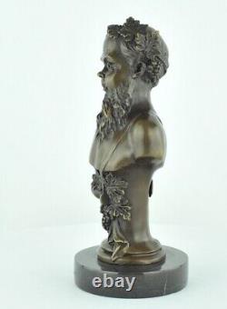 Solid bronze statue sculpture in Bacchus style Art Deco and Art Nouveau style, signed.