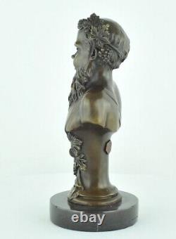 Solid bronze statue sculpture in Bacchus style Art Deco and Art Nouveau style, signed.