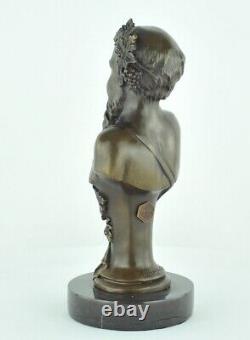 Solid bronze statue sculpture in Bacchus style Art Deco and Art Nouveau style, signed.