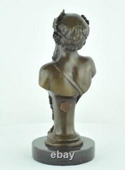 Solid bronze statue sculpture in Bacchus style Art Deco and Art Nouveau style, signed.