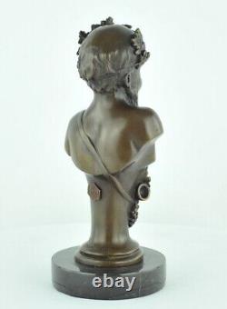 Solid bronze statue sculpture in Bacchus style Art Deco and Art Nouveau style, signed.