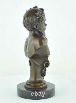 Solid bronze statue sculpture in Bacchus style Art Deco and Art Nouveau style, signed.