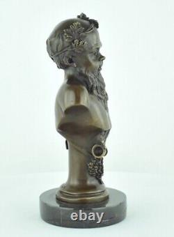 Solid bronze statue sculpture in Bacchus style Art Deco and Art Nouveau style, signed.