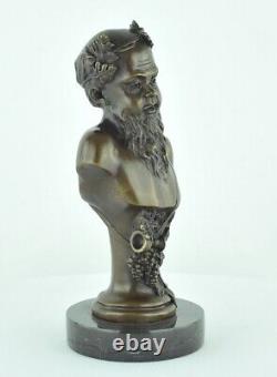 Solid bronze statue sculpture in Bacchus style Art Deco and Art Nouveau style, signed.