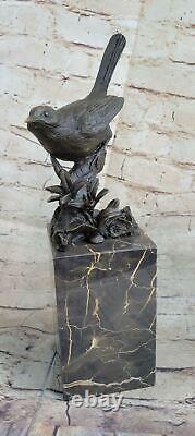 Special Patina Love Bird Dove Bronze Sculpture Marble Base Art