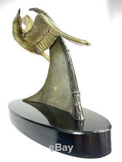 Splend. Gull Flight Sculpture Signed Guy E. Bronze Statue Art Deco 1930 Ca.