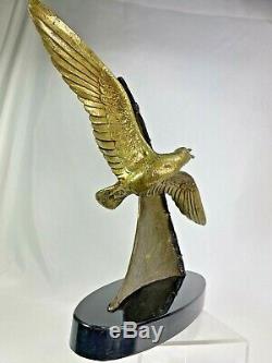 Splend. Gull Flight Sculpture Signed Guy E. Bronze Statue Art Deco 1930 Ca.