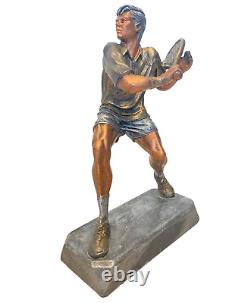 Sport Tennis Sculpture Art Deco Trophy Ancient Metal and Bronze 28cm