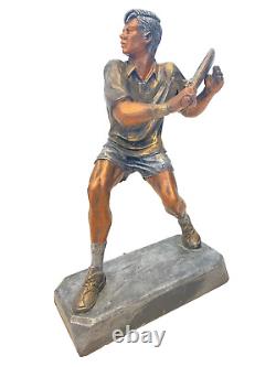 Sport Tennis Sculpture Art Deco Trophy Ancient Metal and Bronze 28cm