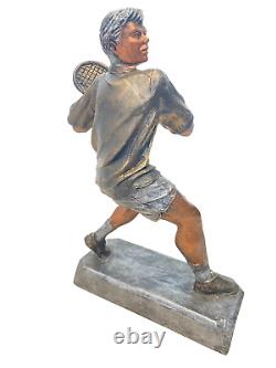 Sport Tennis Sculpture Art Deco Trophy Ancient Metal and Bronze 28cm