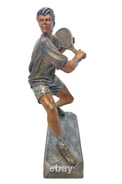 Sport Tennis Sculpture Art Deco Trophy Ancient Metal and Bronze 28cm