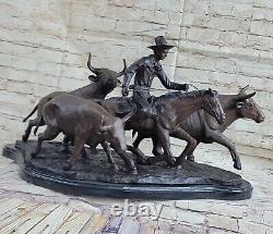 Stampede Frederic Remington Signed Art Western Bronze Sculpture Cast Figurine