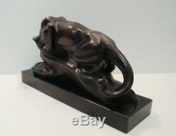 Statue Animal Cougar Sculpture Style Art Deco Style Art Nouveau Solid Bronze